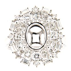 1.42 CTW Diamond Semi Mount Ring 14K White Gold - REF-182W7H