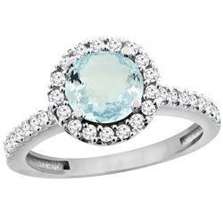 1.13 CTW Aquamarine & Diamond Ring 14K White Gold - REF-54X5M