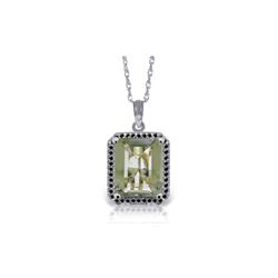 Genuine 5.55 ctw Green Amethyst & Black Diamond Necklace 14KT White Gold - REF-68X4M