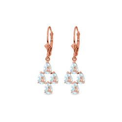 Genuine 3.9 ctw Aquamarine Earrings 14KT Rose Gold - REF-51H8X