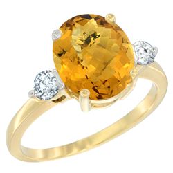 2.60 CTW Quartz & Diamond Ring 14K Yellow Gold - REF-68A2X