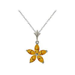 Genuine 1.40 ctw Citrine Necklace 14KT White Gold - REF-25H8X