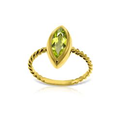 Genuine 2 ctw Peridot Ring 14KT Yellow Gold - REF-39N3R