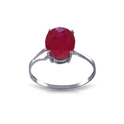 Genuine 3.5 ctw Ruby Ring 14KT White Gold - REF-39X6M