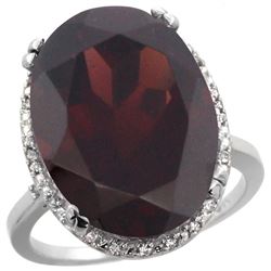 13.71 CTW Garnet & Diamond Ring 14K White Gold - REF-86K9W