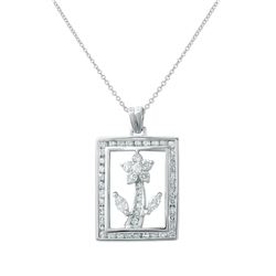 1.05 CTW Diamond & Marquise Necklace 18K White Gold - REF-90W8H