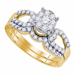 3/4 CTW Round Diamond Bridal Wedding Ring 10kt Yellow Gold - REF-58V5Y