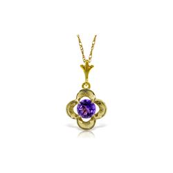 Genuine 0.55 ctw Amethyst Necklace 14KT Yellow Gold - REF-23P6H