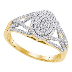 1/3 CTW Womens Round Diamond Oval Cluster Ring 10kt Yellow Gold - REF-23N9A