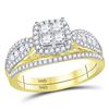 Image 1 : 1 CTW Princess Diamond Bridal Wedding Ring 14kt Yellow Gold - REF-85H4R
