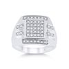 Image 1 : 1/3 CTW Mens Round Diamond Square Cluster Ring 10kt White Gold - REF-44A2M