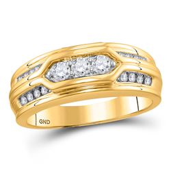 1/2 CTW Mens Round Diamond Wedding Band Ring 14kt Yellow Gold - REF-74N9A