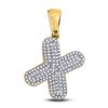 Image 1 : 1/2 CTW Mens Round Diamond Letter X Bubble Charm Pendant 10kt Yellow Gold - REF-32M7F
