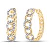 Image 1 : 1/5 CTW Womens Round Diamond Cuban Curb Link Hoop Earrings 10kt Yellow Gold - REF-39A5M