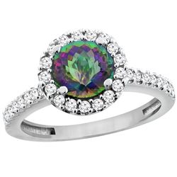 1.38 CTW Mystic Topaz & Diamond Ring 14K White Gold - REF-60K8W