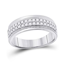 1/2 CTW Mens Round Diamond Wedding Machine Set 10kt White Gold - REF-64X2T