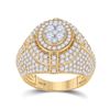 Image 1 : 3 & 5/8 CTW Mens Round Diamond Cluster Ring 14kt Yellow Gold - REF-306F7W