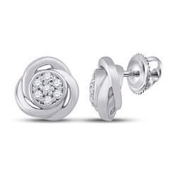 1/10 CTW Womens Round Diamond Cluster Earrings 10kt White Gold - REF-17V6Y