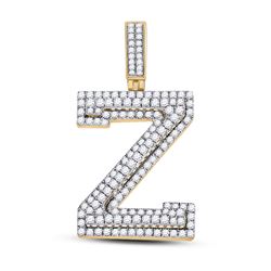 1 & 5/8 CTW Mens Round Diamond Letter Z Charm Pendant 10kt Yellow Gold - REF-109X2T