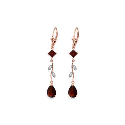 Genuine 3.97 ctw Garnet & Diamond Earrings 14KT Rose Gold - REF-44R9P