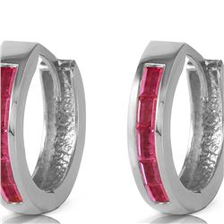 Genuine 1.30 ctw Ruby Earrings 14KT White Gold - REF-39H6X