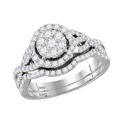 1 CTW Round Diamond Bridal Wedding Ring 14kt White Gold - REF-92T3V