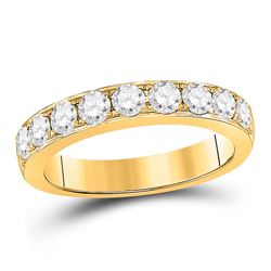 1 CTW Womens Round Diamond Single Row Band Ring 14kt Yellow Gold - REF-99H2R