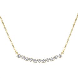 1/6 CTW Womens Round Diamond Curved Bar Necklace 14kt Yellow Gold - REF-29F9W