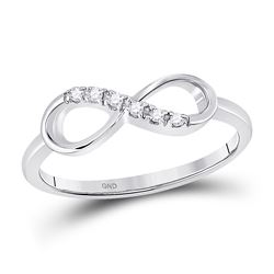 1/20 CTW Womens Round Diamond Infinity Band Ring 10kt White Gold - REF-17W7H