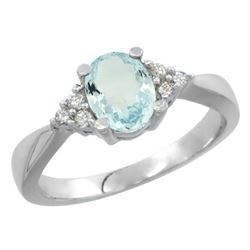 0.77 CTW Aquamarine & Diamond Ring 10K White Gold - REF-30V4R