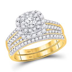 1 CTW Round Diamond Bridal Wedding Ring 14kt Yellow Gold - REF-122M6F