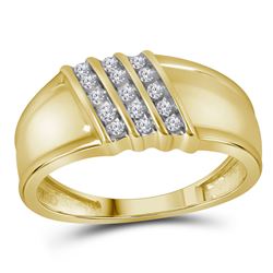 1/6 CTW Mens Round Diamond Band Ring 10kt Yellow Gold - REF-16M4F