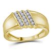 Image 1 : 1/6 CTW Mens Round Diamond Band Ring 10kt Yellow Gold - REF-16M4F