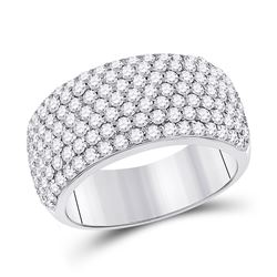 1 & 7/8 CTW Womens Round Diamond Pave Anniversary Ring 14kt White Gold - REF-190N3A