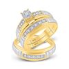 Image 1 : 1/6 CTW His Hers Round Diamond Solitaire Matching Wedding Set 10kt Yellow Gold - REF-54N7A