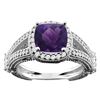 Image 1 : 4.10 CTW Amethyst & Diamond Ring 14K White Gold - REF-55H3M
