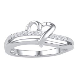 1/20 CTW Womens Round Diamond Heart Ring 10kt White Gold - REF-15H5R