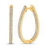 Image 1 : 1/3 CTW Womens Round Diamond Oblong Hoop Earrings 10kt Yellow Gold - REF-28V5Y