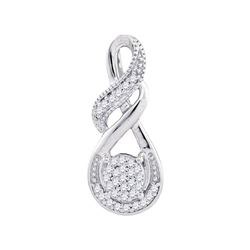 1/12 CTW Womens Round Diamond Cluster Teardrop Pendant 10kt White Gold - REF-10X3T