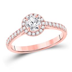 7/8 CTW Round Diamond Solitaire Bridal Wedding Engagement Ring 14kt Rose Gold - REF-177A3M