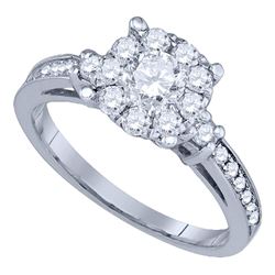 1 CTW Round Diamond Solitaire Bridal Wedding Engagement Ring 14kt White Gold - REF-145F3W