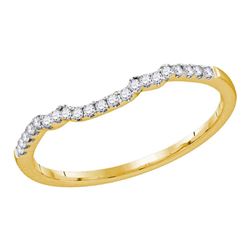 1/10 CTW Womens Round Diamond Contoured Slender Wedding Band Ring 14kt Yellow Gold - REF-17R6X