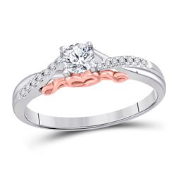 1/3 CTW Round Diamond Solitaire Bridal Wedding Engagement Ring 14kt White Gold - REF-68F7W