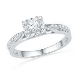 3/8 CTW Round Diamond Solitaire Bridal Wedding Engagement Ring 10kt White Gold - REF-45Y7N