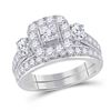 Image 1 : 2 CTW Princess Diamond Bridal Wedding Ring 14kt Two-tone Gold - REF-221H6R