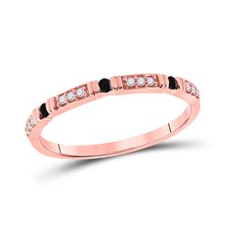 1/10 CTW Womens Round Black Color Enhanced Diamond Band Ring 10kt Rose Gold - REF-13M5F