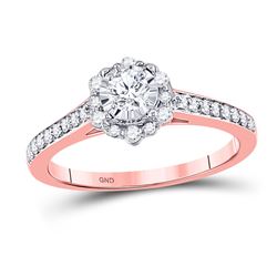 1/2 CTW Round Diamond Solitaire Bridal Wedding Engagement Ring 14kt Rose Gold - REF-61X4T