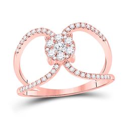 1/2 CTW Womens Round Diamond Negative Space Cluster Ring 10kt Rose Gold - REF-45H2R