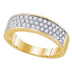 1/2 CTW Womens Round Diamond Pave Band Ring 10kt Yellow Gold - REF-42H8R