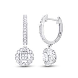 1/2 CTW Womens Round Diamond Hoop Circle Dangle Earrings 14kt White Gold - REF-63F5W